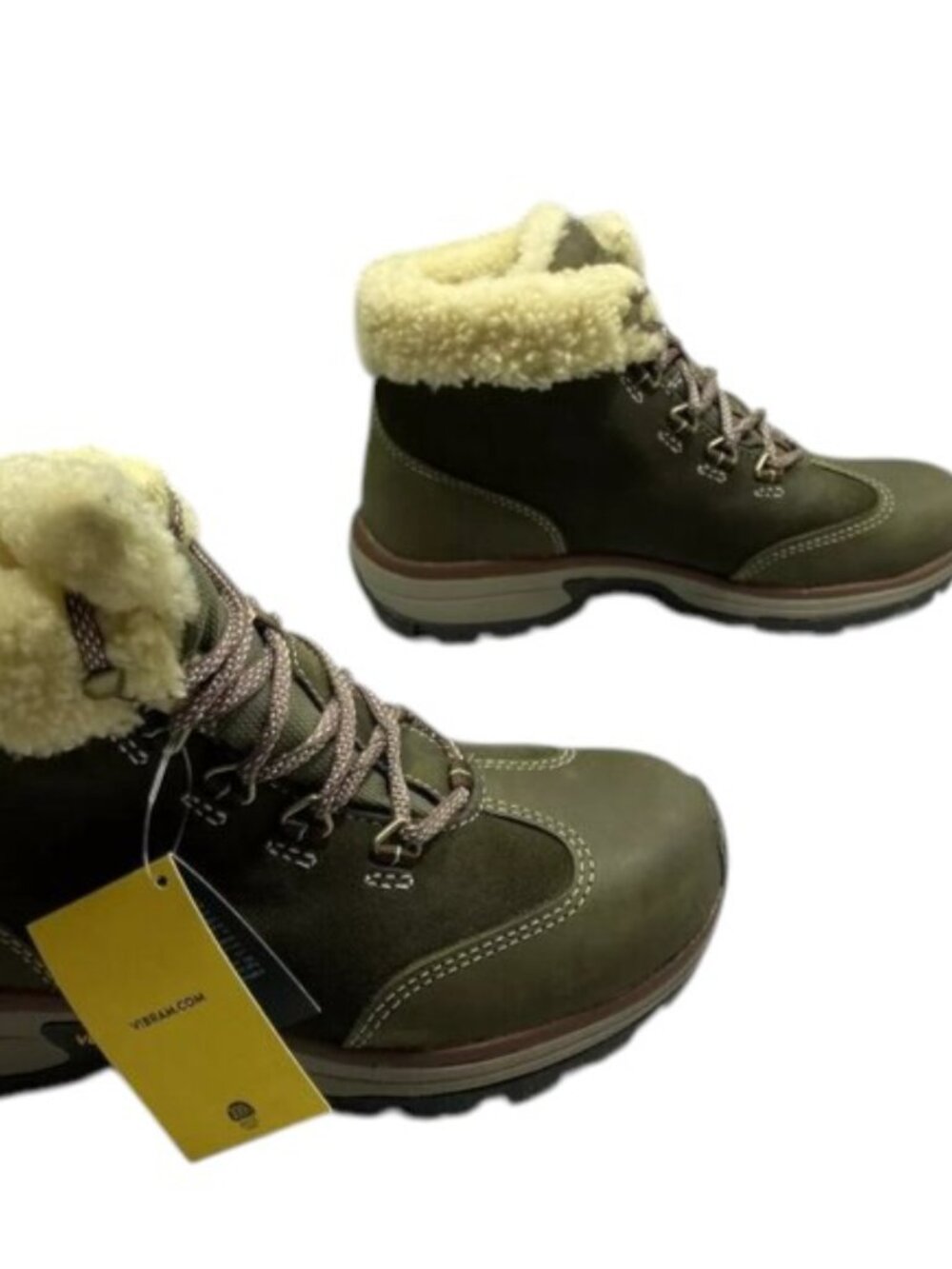 NEW EDDIE BAUER  Rainier Mid Boots Size 8M Waterproof Ankle Warm Green Leather - Picture 6 of 8